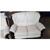 Image 4 : WOOD FRAMED LEATHER SOFA AND LOVE SEAT