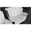 Image 6 : WOOD FRAMED LEATHER SOFA AND LOVE SEAT