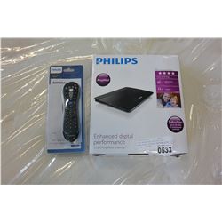 NEW OVERSTOCK PHILIPS 22DB AMPLIFIED DIGITAL ANTENNA WITH 4 IN 1 REMOTE