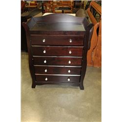 ASPEN 5 DRAWER DRESSER W/ GLASS HANDLES