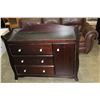 Image 1 : ASPEN 3 DRAWER GLASS HANDLED, LEATHER TOP DRESSER