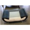 Image 1 : LEATHER GLASS TOP COFFEE TABLE