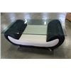 Image 3 : LEATHER GLASS TOP COFFEE TABLE