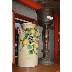 CERAMIC VASE AND METAL 3FT PLANT
