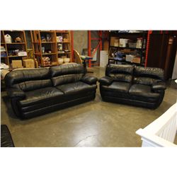 BLACK LEATHER SOFA AND LOVE SEAT