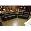 Image 1 : BLACK LEATHER SOFA AND LOVE SEAT