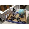 Image 1 : METAL GLOBE BULLFIGHTER WALL HANGING AND DOG STATUE