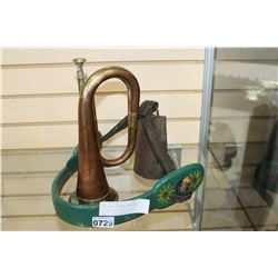 BUGLE AND VINTAGE COW BELL