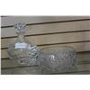 Image 1 : HEAVY PINWHEEL CUT CRYSTAL BOWL AND MODERN CRYSTAL DECANTER
