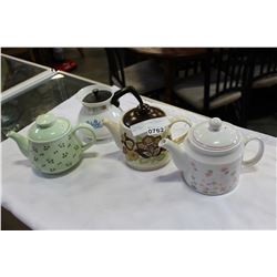 3 SADLER TEAPOTS AND CORNING WARE TEAPOT