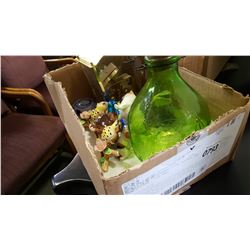 ARTGLASS CLOCK, FIGURES, AND BUG TRAY