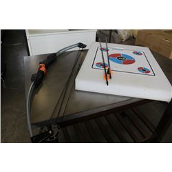 CABELAS YOUTH BOW, 2 ARROWS AND FOAM TARGET