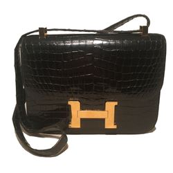 Hermes Black Crocodile Constance Shoulder Bag Rare