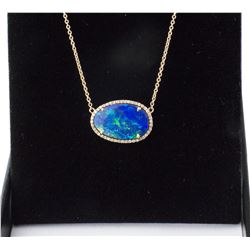 Australia Opal And Diamond Rose Gold Necklace