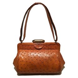 Vintage Deutsch Tan Ostrich Handbag