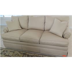 Beige Sofa by Drexel Heritage (from C.S. Wo), Tightly Woven Fabric 6'4" L x 2'11" D, Arm Ht 2'6"