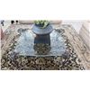 Image 2 : Contoured Square Glass Table w/ Ornamental Leaf Motif Cast Metal Legs 41.5 x 41.5 x 16H