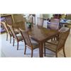 Image 1 : Large Dining Room Table w/ 8 Cane-Back Wooden Chairs, Removable Leaves 102 x 37.5 x 29H