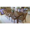Image 2 : Large Dining Room Table w/ 8 Cane-Back Wooden Chairs, Removable Leaves 102 x 37.5 x 29H