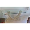 Image 2 : Rectangular Glass-Topped Table w/ Natural Stone Veneer Base 5' x 22" x 29.5"H