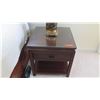 Image 2 : Pair: Dark Wood Nightstands w/ Glass Top 22 x 22 x 23H