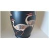Image 2 : Black Crane Motif Painted Vase, Approx. 16" H
