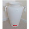 Image 1 : Large Glazed White Ceramic Vessel w/ Handles 21"H (left handle was repaired)