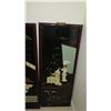Image 11 : 4-Panel Lacquered Oriental Screens w/ Mother of Pearl Overlay (slight damage), Each panel 14 x 36