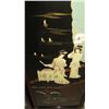 Image 12 : 4-Panel Lacquered Oriental Screens w/ Mother of Pearl Overlay (slight damage), Each panel 14 x 36