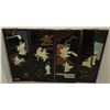 Image 1 : 4-Panel Lacquered Oriental Screens w/ Mother of Pearl Overlay (slight damage), Each panel 14 x 36
