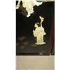 Image 7 : 4-Panel Lacquered Oriental Screens w/ Mother of Pearl Overlay (slight damage), Each panel 14 x 36