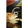 Image 9 : 4-Panel Lacquered Oriental Screens w/ Mother of Pearl Overlay (slight damage), Each panel 14 x 36
