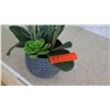 Image 2 : Blue Textured Planter w/ Faux Orchid Plant, Approx. 24" H