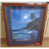 Image 1 : Framed Moonlit Beachscape by Anthony Casay, Signed, 29.5 x 37