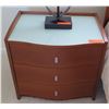 Image 1 : Pair: 3-Drawer Wooden Nightstands w/Contoured Front 24 x 18 x 22
