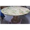Image 1 : Large Round Solid Polished Marble Table w/Column Base 55" Dia., 29.5" H, Beveled Edge