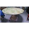 Image 8 : Large Round Solid Polished Marble Table w/Column Base 55" Dia., 29.5" H, Beveled Edge