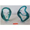 Image 1 : Abstract Blue Glass Sculptures, Approx. 9 x 13H