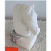 Image 2 : Qty 2 Solid White Marble Horse Busts w/ Block Stands, Approx 7" H