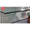 Image 3 : Minimalist Square Glass Table w/ Tri-Panel Glass Stand 2' x 2' x 16" H