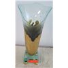 Image 1 : Large Contemporary Conical Glass Vase w/Gilt Metal Overlay, Approx. 20" H