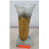 Image 1 : Large Contemporary Conical Glass Vase w/Gilt Metal Overlay, Approx. 12" H