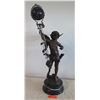 Image 1 : Large Cherub Clock Statue w/Marble Base - Mixed Metal (Bronze?) 26.5"H