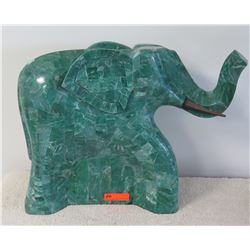 Large Green Solid Marble Elephant, Approx. 27"W x 22"H