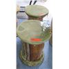 Image 1 : Pair: Round Solid Polished Marble Pedestals, 15.5"Dia. (Top Comes Off-each pedestal is 3 pcs)