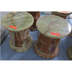 Pair: Round Solid Polished Marble Pedestals, 15.5"Dia. (Top Comes Off-each pedestal is 3 pcs)