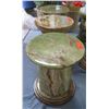 Image 1 : Pair: Round Solid Polished Marble Pedestals, 15.5"Dia. (Top Comes Off-each pedestal is 3 pcs)
