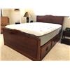 Image 1 : Wooden Bed w/Carved Accents, Queen Size (includes 12" mattress)