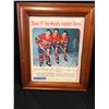 Image 1 : 1959 MONTREAL CANADIENS NEWSPRINT FRAMED 15" X 12" (MOORE/ BELIVEAU/ McDONALD)