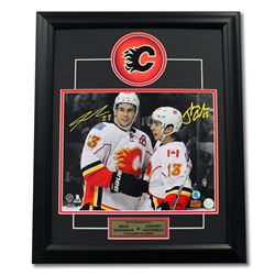 Sean Monahan & Johnny Gaudreau Dual Signed Calgary Flames Stars 23x19 Frame (AJ SPORTS COA)